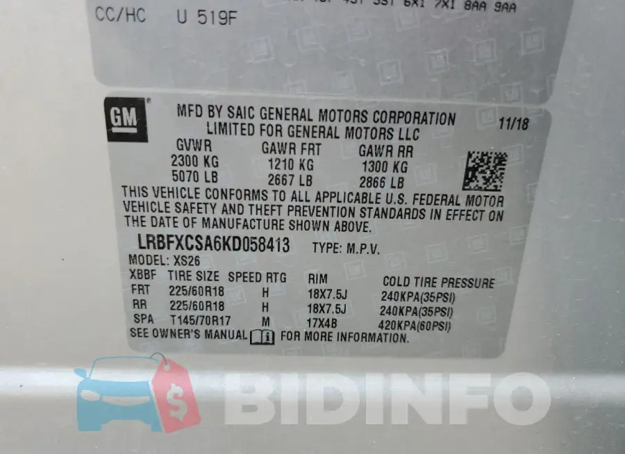 LRBFXCSA6KD058413 Photo# 13
