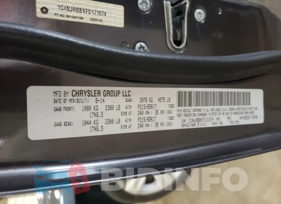 1C4NJRBBXFD121674 Photo# 13