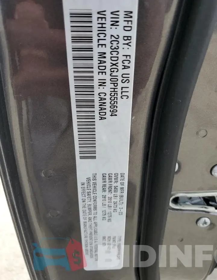 2C3CDXGJ0PH555694 Photo# 12