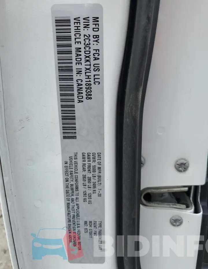 2C3CDXKTXLH189388 Photo# 12