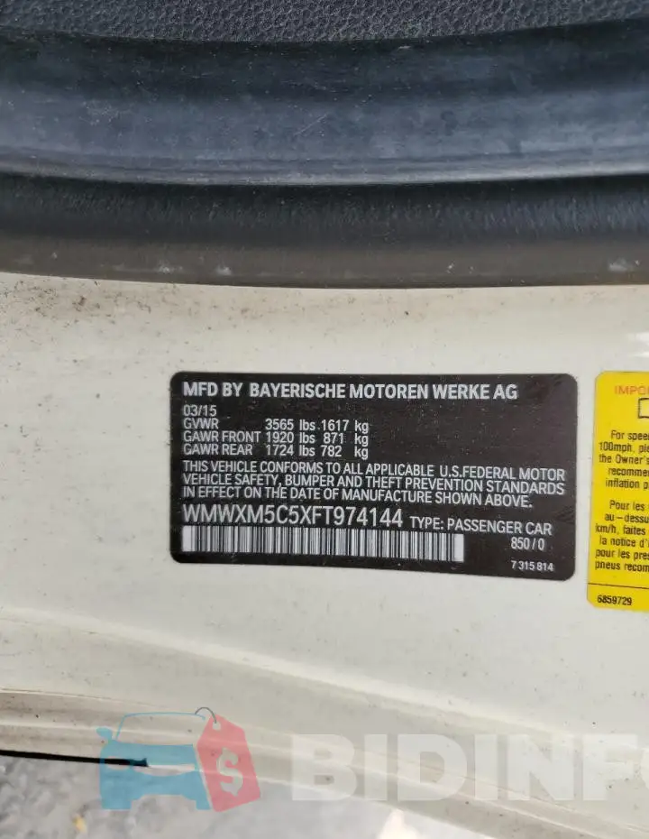 WMWXM5C5XFT974144 Photo# 12