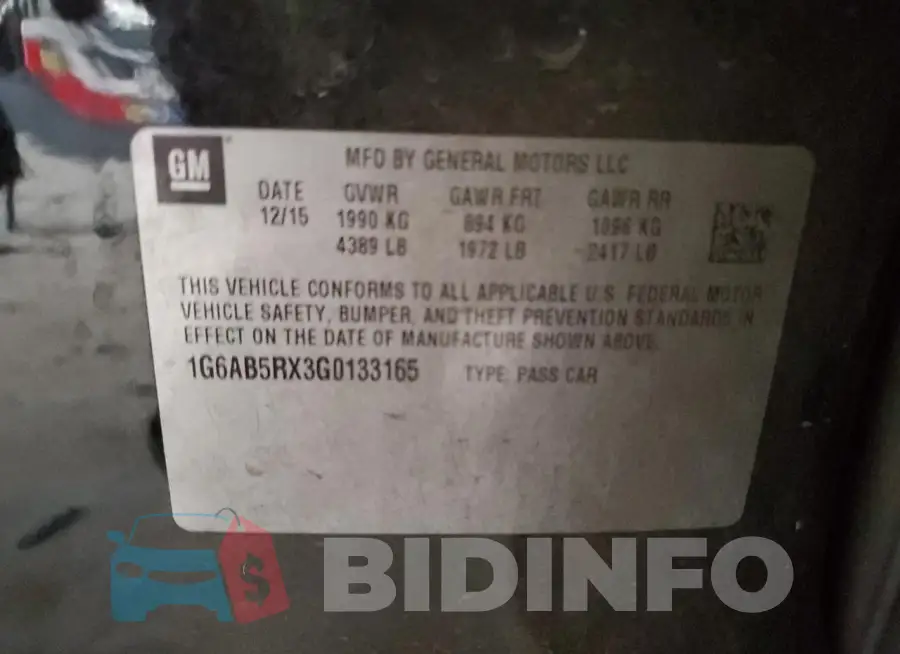 1G6AB5RX3G0133165 Photo# 12