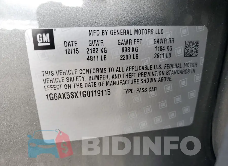 1G6AX5SX1G0119115 Photo# 12