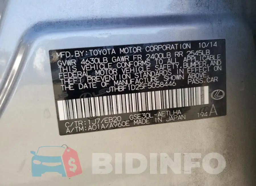 JTHBF1D25F5058446 Photo# 13