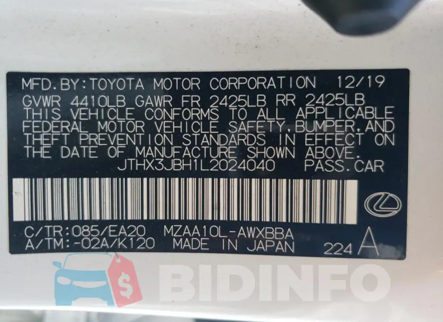 JTHX3JBH1L2024040 Photo# 12