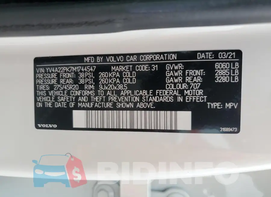 YV4A22PK7M1744547 Photo# 13