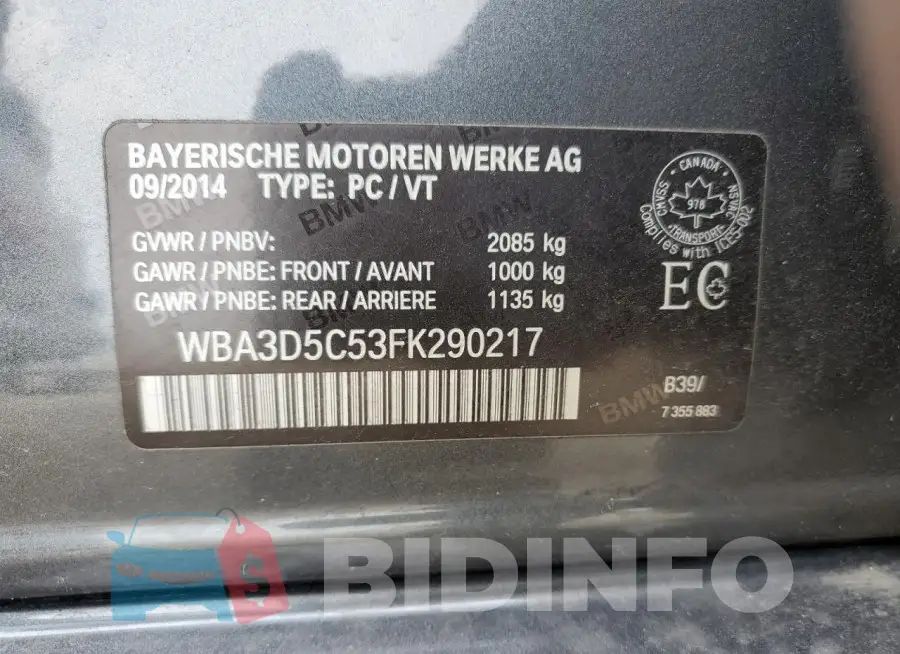 WBA3D5C53FK290217 Photo# 12