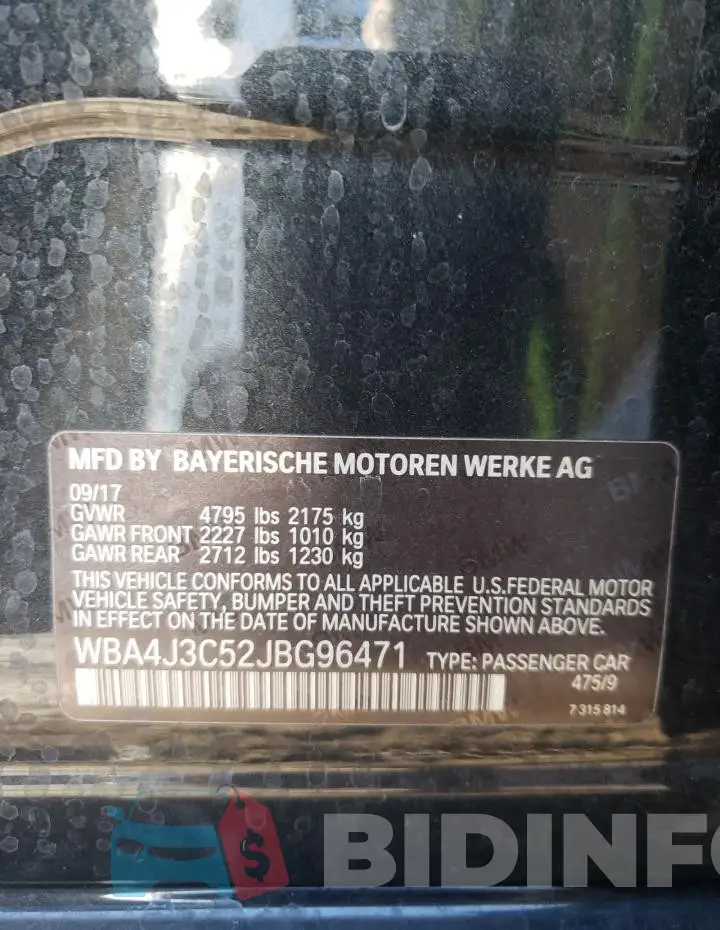 WBA4J3C52JBG96471 Photo# 12