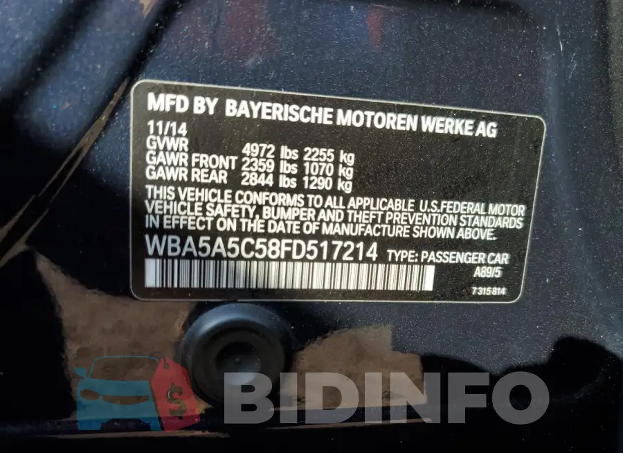WBA5A5C58FD517214 Photo# 12