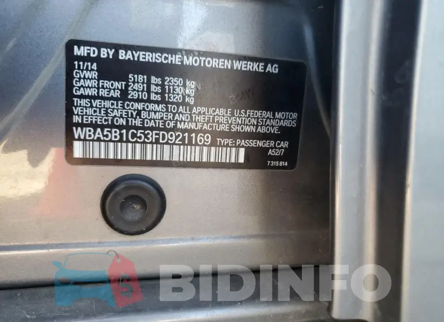 WBA5B1C53FD921169 Photo# 12