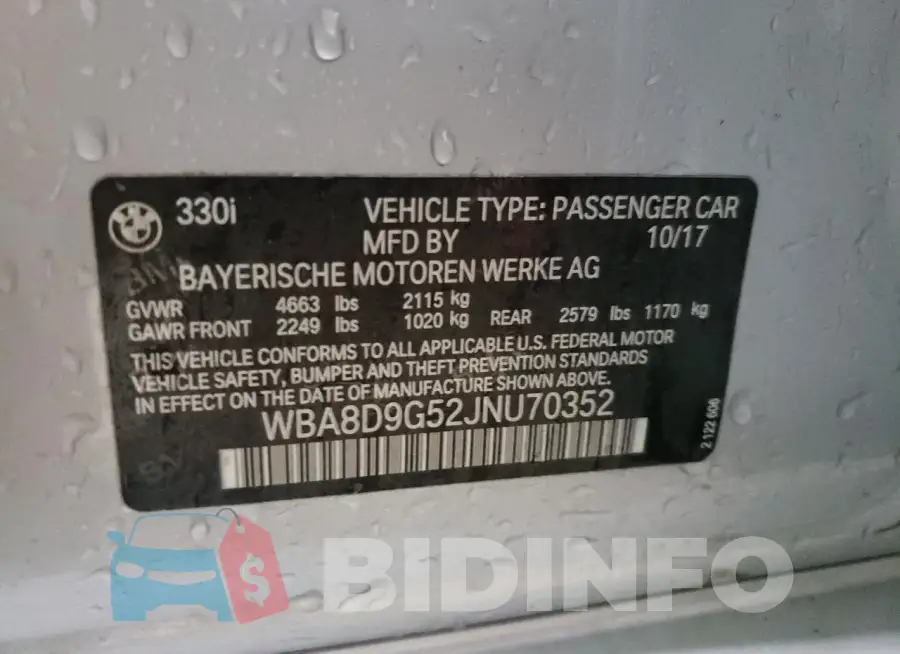 WBA8D9G52JNU70352 Photo# 12