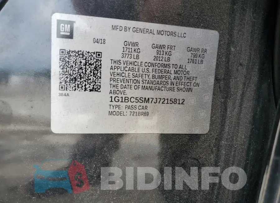 1G1BC5SM7J7215812 Photo# 12