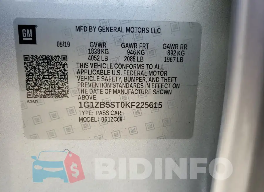 1G1ZB5ST0KF225615 Photo# 12
