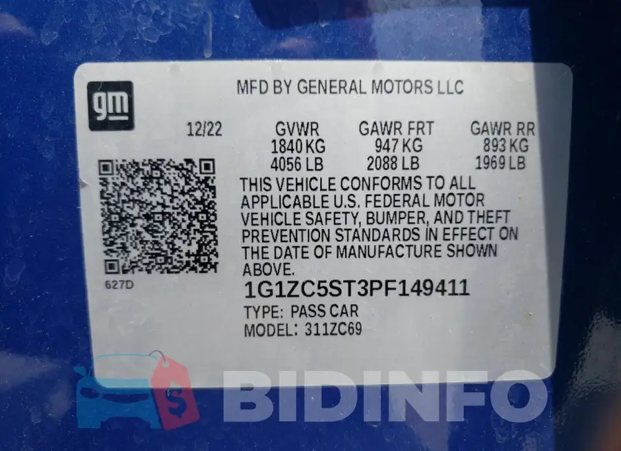 1G1ZC5ST3PF149411 Photo# 12