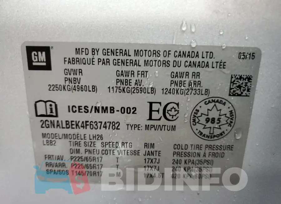 2GNALBEK4F6374782 Photo# 12