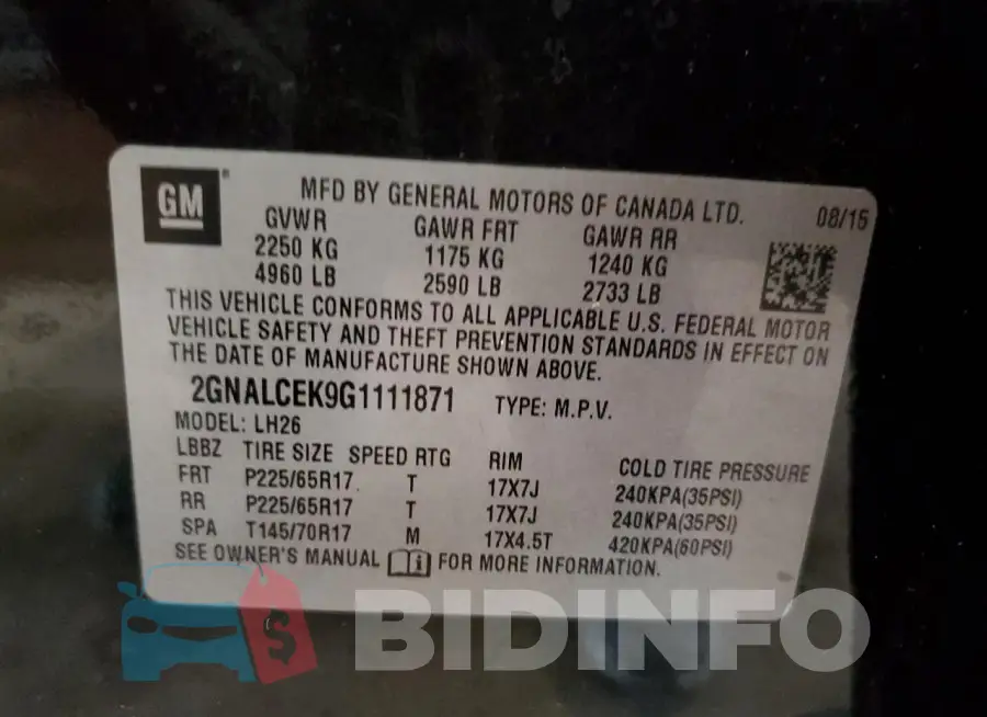 2GNALCEK9G1111871 Photo# 13