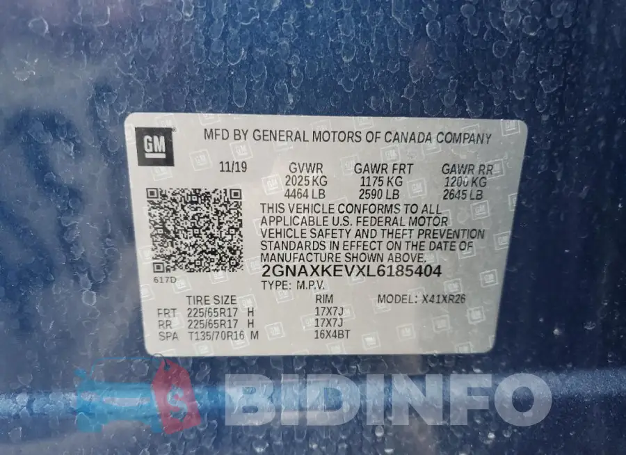2GNAXKEVXL6185404 Photo# 13