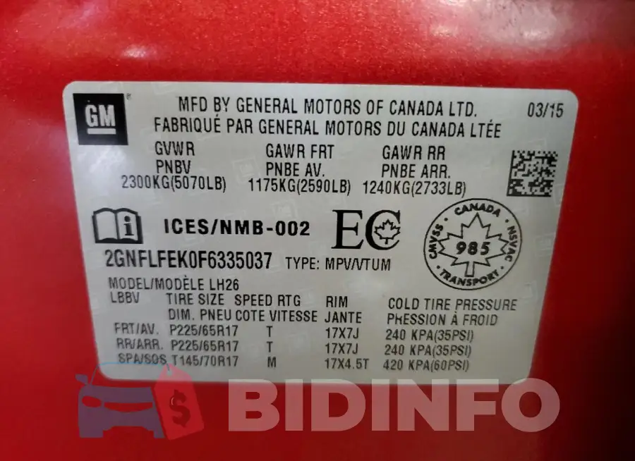 2GNFLFEK0F6335037 Photo# 13