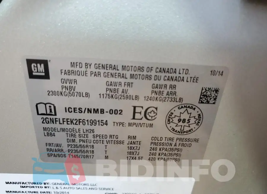 2GNFLFEK2F6199154 Photo# 13