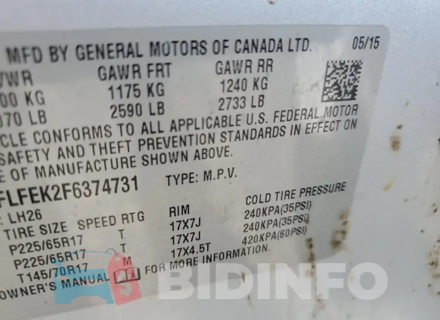 2GNFLFEK2F6374731 Photo# 12