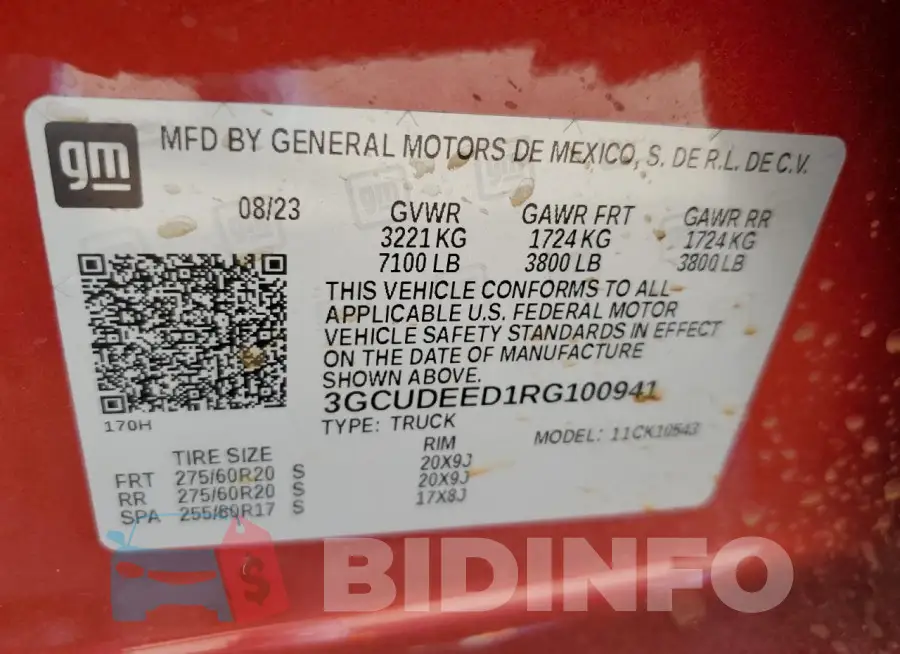 3GCUDEED1RG100941 Photo# 12