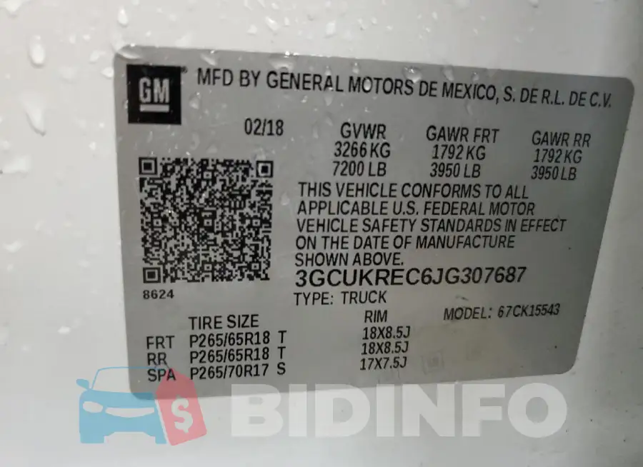 3GCUKREC6JG307687 Photo# 12