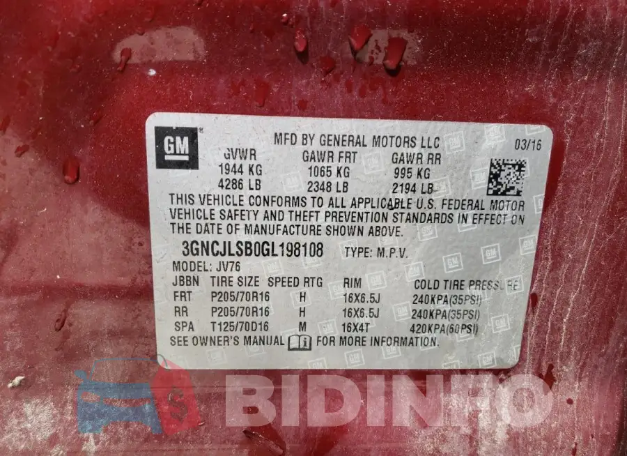 3GNCJLSB0GL198108 Photo# 12