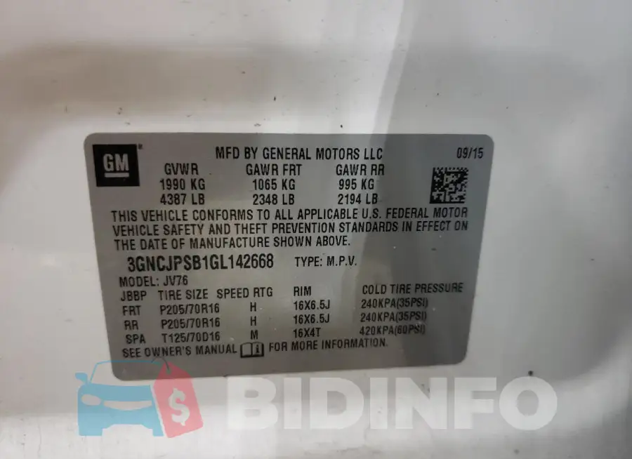 3GNCJPSB1GL142668 Photo# 12