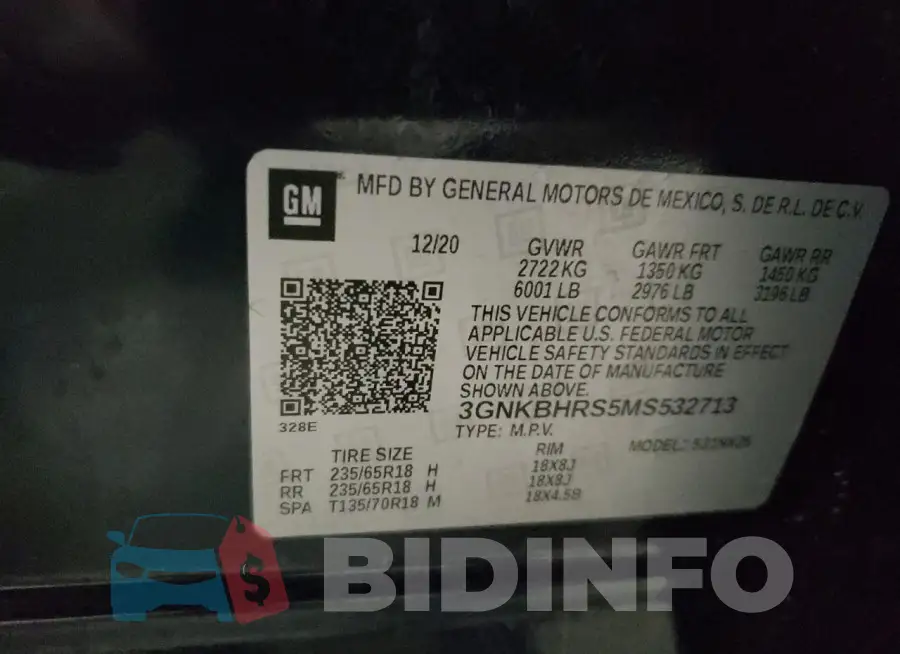3GNKBHRS5MS532713 Photo# 13