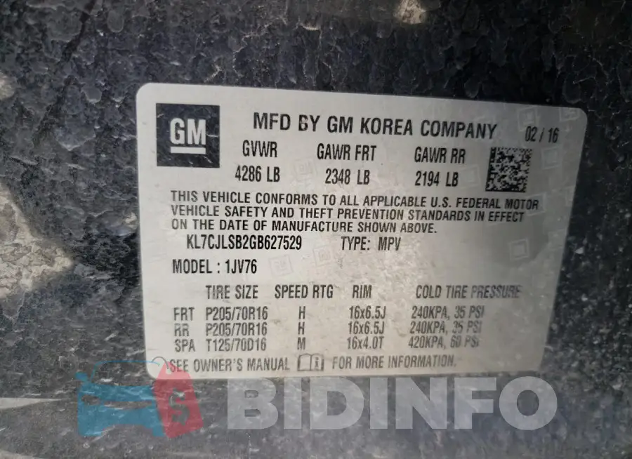 KL7CJLSB2GB627529 Photo# 13
