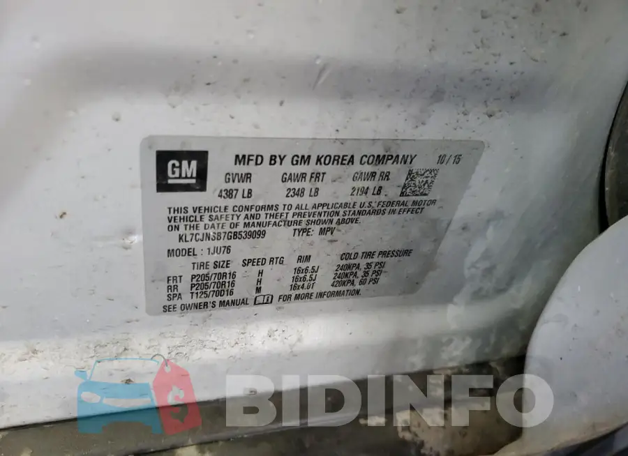 KL7CJNSB7GB539099 Photo# 13