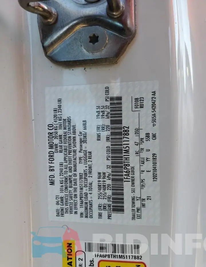 1FA6P8TH1M5117882 Photo# 12