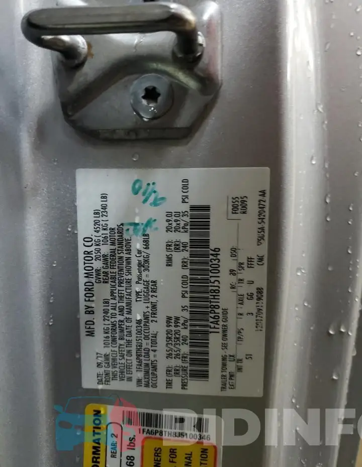 1FA6P8TH8J5100346 Photo# 12
