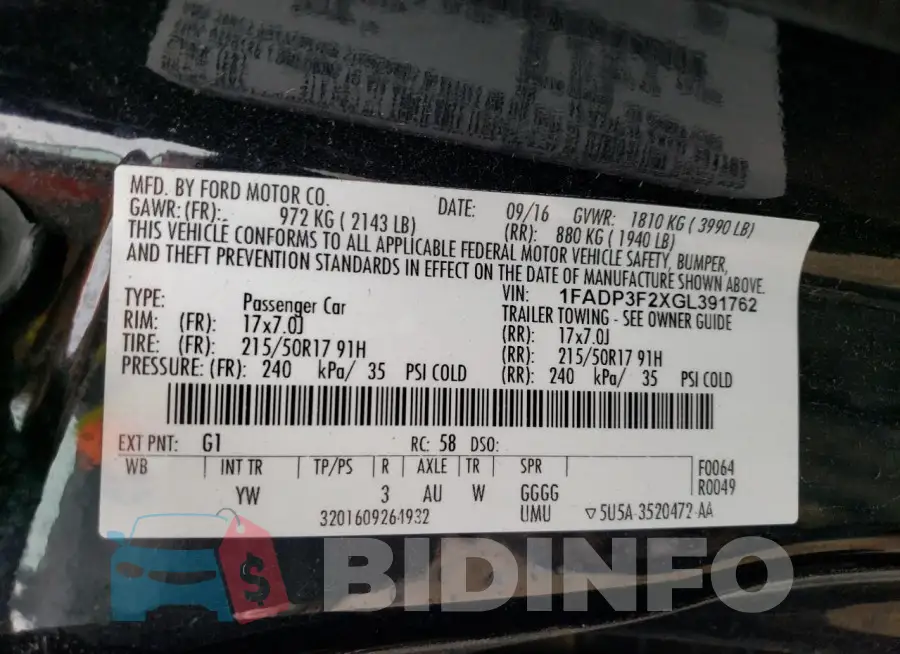 1FADP3F2XGL391762 Photo# 12
