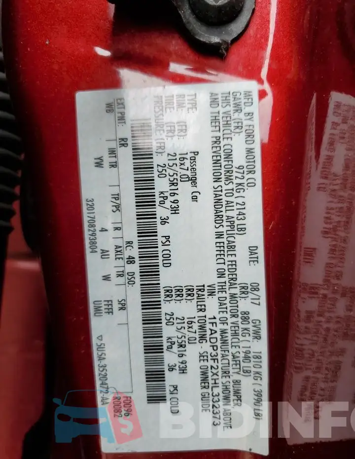 1FADP3F2XHL332373 Photo# 13