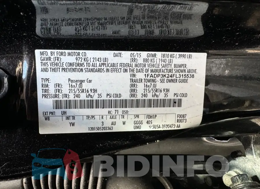 1FADP3K24FL315538 Photo# 10