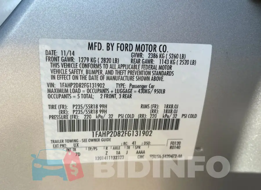 1FAHP2D82FG131902 Photo# 10