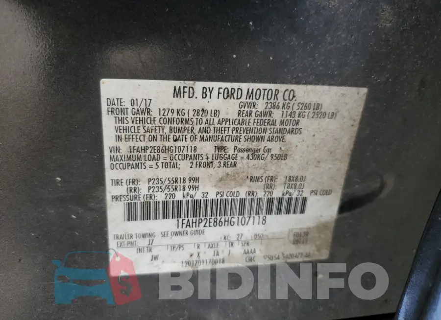 1FAHP2E86HG107118 Photo# 12