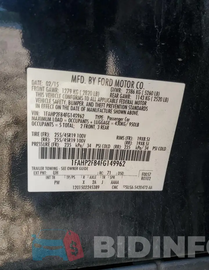 1FAHP2F84FG149962 Photo# 12