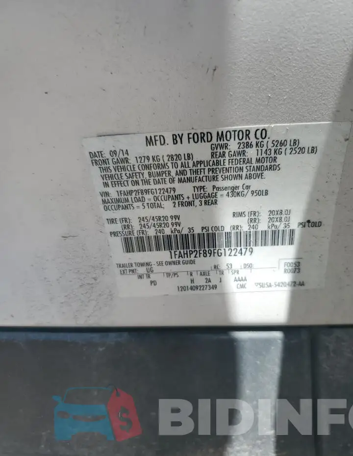 1FAHP2F89FG122479 Photo# 12