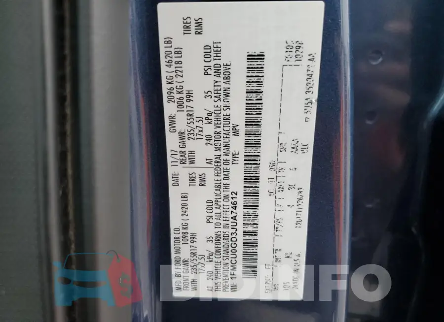 1FMCU0GD3JUA74612 Photo# 13