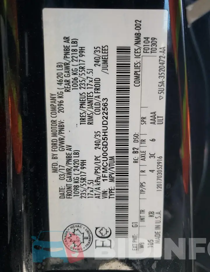 1FMCU0GD5HUD22563 Photo# 13