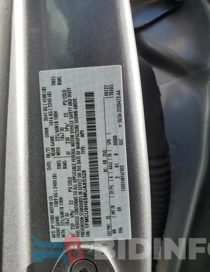 1FMCU9H65MUA85328 Photo# 14