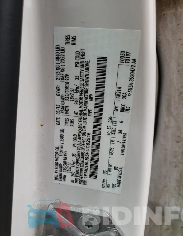 1FMCU9J95FUC62516 Photo# 13