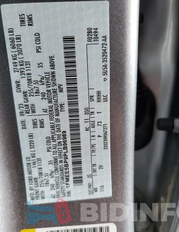 1FMEE5BP9PLB96989 Photo# 12