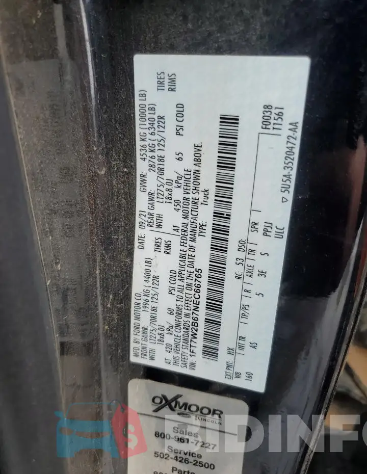 1FT7W2B67NEC66765 Photo# 12