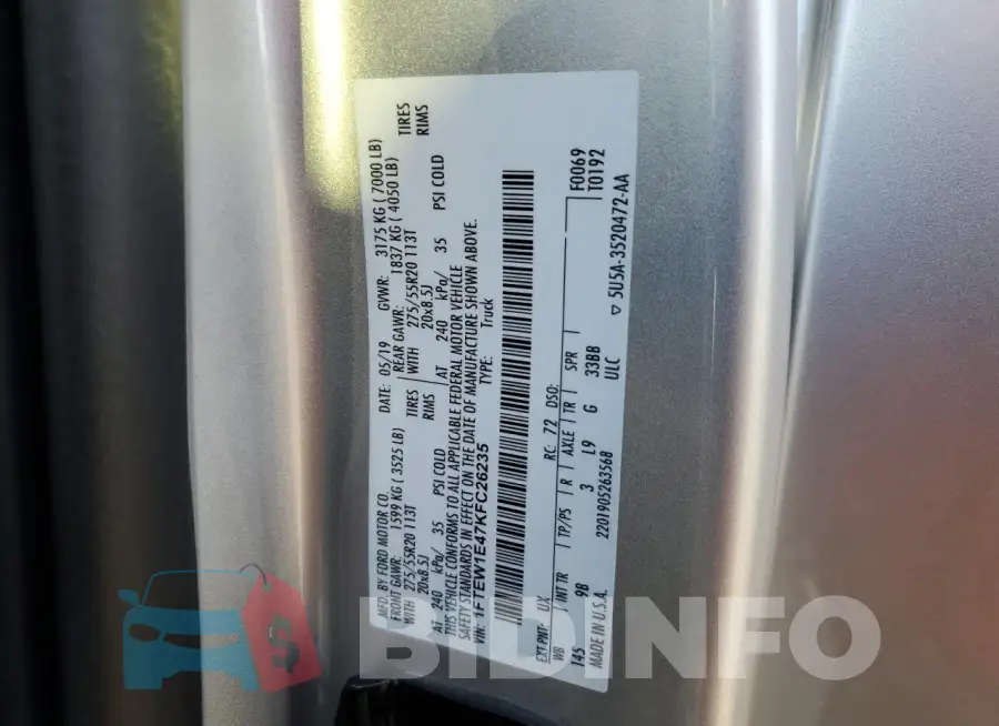 1FTEW1E47KFC26235 Photo# 12