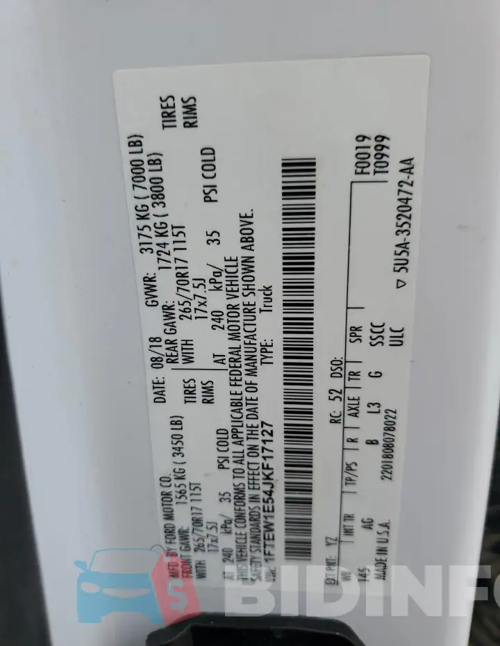 1FTEW1E54JKF17127 Photo# 12