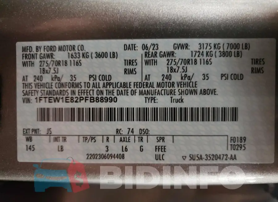 1FTEW1E82PFB88990 Photo# 12