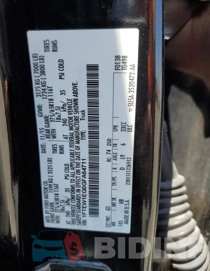 1FTEW1EG0GFA64711 Photo# 12
